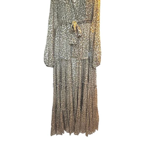 New ALESSIA ZAMATTIO Favignana Silk Cheetah Tiered Maxi Dress Sz 42 / US 6 - Picture 3 of 16